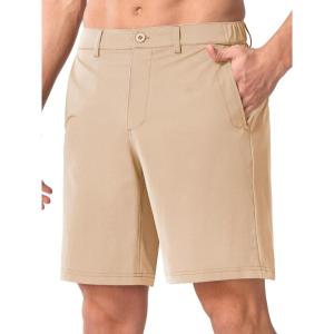 image:imageNORTHYARD Mens Golf Shorts with 6 Pockets 9 Stretch Work Dress Shorts Casual Flat Front Hybrid Short Quick Dry LightweightLightkhaki