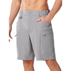 image:imageNORTHYARD Mens Hiking Cargo Shorts 9 Lightweight Outdoor Summer Shorts Quick Dry with 4 Pockets for Tactical Fishing TravelLight Grey