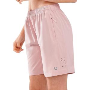 image:imageNORTHYARD Womens Athletic Hiking Shorts Quick Dry Active Running Lightweight Shorts for Gym Workout with 3 Zipper PocketsRosy