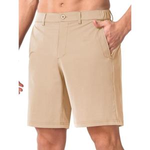 image:imageNORTHYARD Mens Golf Shorts 9 Work Dress Hybrid Short Lightweight Quick Dry Stretch Casual Summer Shorts with 6 PocketsLightkhaki