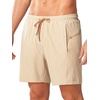 image:imageNORTHYARD 2 in 1 Mens Swim Trunks 7 Quick Dry Board Shorts with Compression Liner Swimsuit Bathing Beach Short with PocketsKhaki