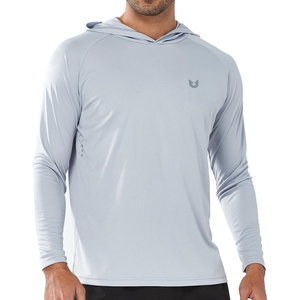 image:imageNORTHYARD Mens UPF 50 Rash Guard Hoodie Long Sleeve Sun Protection Shirt Fishing Swim Beach Hiking Quick Dry LightweightLightgrey