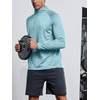 image:imageNORTHYARD Mens Quarter Zip Pullover Athletic Running Shirt Long Sleeve  14 Zip Quick Dry Lightweight Workout Tennis Gym Performance Hiking Sports Golf Balck Sun Protection Cool SPF UPF 50Lightcyanheather