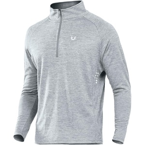 image:imageNORTHYARD Mens Quarter Zip Pullover Athletic Running Shirt Long Sleeve  14 Zip Quick Dry Lightweight Workout Tennis Gym Performance Hiking Sports Golf Balck Sun Protection Cool SPF UPF 50Lightheather