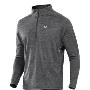 image:imageNORTHYARD Mens Quarter Zip Pullover Athletic Running Shirt Long Sleeve  14 Zip Quick Dry Lightweight Workout Tennis Gym Performance Hiking Sports Golf Balck Sun Protection Cool SPF UPF 50Greyheather