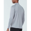 image:imageNORTHYARD Mens Quarter Zip Pullover Athletic Running Shirt Long Sleeve  14 Zip Top Quick Dry Lightweight Moisture Wicking Breathable Reflective Strips Performance Workout Gym Hiking SportsLightgrey