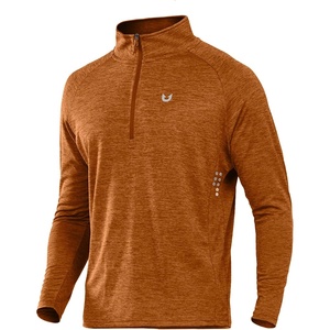 image:imageNORTHYARD Mens Quarter Zip Pullover Athletic Running Shirt Long Sleeve  14 Zip Top Quick Dry Lightweight Moisture Wicking Breathable Reflective Strips Performance Workout Gym Hiking SportsOrangeheather