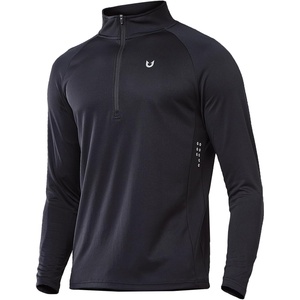 image:imageNORTHYARD Mens Quarter Zip Pullover Athletic Running Shirt Long Sleeve  14 Zip Top Quick Dry Lightweight Moisture Wicking Breathable Reflective Strips Performance Workout Gym Hiking SportsBlack