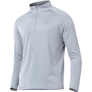 image:imageNORTHYARD Mens Quarter Zip Pullover Athletic Running Shirt Long Sleeve  14 Zip Top Quick Dry Lightweight Moisture Wicking Breathable Reflective Strips Performance Workout Gym Hiking SportsLightgrey