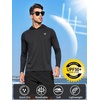 image:imageNORTHYARD Mens Fishing Sun Hoodie Long Sleeve UPF 50 Rash Guard Shirts  Lightweight Quick Dry Swim Shirt UV Protection Breathable Moisture Wicking Swimming Hiking Beach Golf Water SportBlack