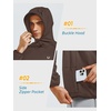 image:imageNORTHYARD Mens Lightweight Waffle Fleece Hoodie Running Workout Pullover  Long Sleeve Athletic Sweatshirt Breathable Thin Fleece Lining Buckle Hood Thumb Holes Hidden Zip Pocket Gym Hiking GolfDarkbrown