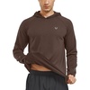 image:imageNORTHYARD Mens Lightweight Waffle Fleece Hoodie Running Workout Pullover  Long Sleeve Athletic Sweatshirt Breathable Thin Fleece Lining Buckle Hood Thumb Holes Hidden Zip Pocket Gym Hiking GolfDarkbrown