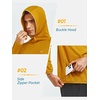 image:imageNORTHYARD Mens Lightweight Waffle Fleece Hoodie Running Workout Pullover  Long Sleeve Athletic Sweatshirt Breathable Thin Fleece Lining Buckle Hood Thumb Holes Hidden Zip Pocket Gym Hiking GolfBrown