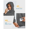 image:imageNORTHYARD Mens Lightweight Waffle Fleece Hoodie Running Workout Pullover  Long Sleeve Athletic Sweatshirt Breathable Thin Fleece Lining Buckle Hood Thumb Holes Hidden Zip Pocket Gym Hiking GolfSmokegrey