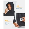 image:imageNORTHYARD Mens Lightweight Waffle Fleece Hoodie Running Workout Pullover  Long Sleeve Athletic Sweatshirt Breathable Thin Fleece Lining Buckle Hood Thumb Holes Hidden Zip Pocket Gym Hiking GolfBlack