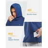 image:imageNORTHYARD Mens Lightweight Waffle Fleece Hoodie Running Workout Pullover  Long Sleeve Athletic Sweatshirt Breathable Thin Fleece Lining Buckle Hood Thumb Holes Hidden Zip Pocket Gym Hiking GolfSeablue