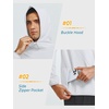image:imageNORTHYARD Mens Lightweight Waffle Fleece Hoodie Running Workout Pullover  Long Sleeve Athletic Sweatshirt Breathable Thin Fleece Lining Buckle Hood Thumb Holes Hidden Zip Pocket Gym Hiking GolfWhite