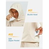 image:imageNORTHYARD Mens Lightweight Waffle Fleece Hoodie Running Workout Pullover  Long Sleeve Athletic Sweatshirt Breathable Thin Fleece Lining Buckle Hood Thumb Holes Hidden Zip Pocket Gym Hiking GolfLightkhaki