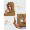 image:imageNORTHYARD Mens Lightweight Waffle Fleece Hoodie Running Workout Pullover  Long Sleeve Athletic Sweatshirt Breathable Thin Fleece Lining Buckle Hood Thumb Holes Hidden Zip Pocket Gym Hiking GolfCoffee