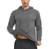 image:imageNORTHYARD Mens Lightweight Waffle Fleece Hoodie Running Workout Pullover  Long Sleeve Athletic Sweatshirt Breathable Thin Fleece Lining Buckle Hood Thumb Holes Hidden Zip Pocket Gym Hiking GolfSmokegrey