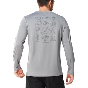 image:imageNORTHYARD Mens Fishing Sun Shirts Long Sleeve Hiking TShirt UPF 50  Quick Dry Graphic Rash Guard UV Protection Lightweight 4Way Stretch Moisture Wicking Camping Traveling Running OutdoorLightgrey