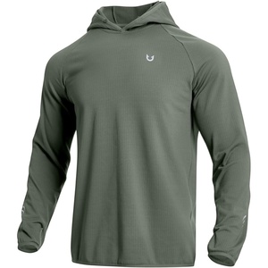 image:imageNORTHYARD Mens Lightweight Waffle Fleece Hoodie Running Workout Pullover  Long Sleeve Athletic Sweatshirt Breathable Thin Fleece Lining Buckle Hood Thumb Holes Hidden Zip Pocket Gym Hiking GolfSagegreen
