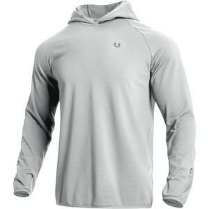 image:imageNORTHYARD Mens Lightweight Waffle Fleece Hoodie Running Workout Pullover  Long Sleeve Athletic Sweatshirt Breathable Thin Fleece Lining Buckle Hood Thumb Holes Hidden Zip Pocket Gym Hiking GolfLightgrey