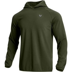 image:imageNORTHYARD Mens Lightweight Waffle Fleece Hoodie Running Workout Pullover  Long Sleeve Athletic Sweatshirt Breathable Thin Fleece Lining Buckle Hood Thumb Holes Hidden Zip Pocket Gym Hiking GolfArmygreen